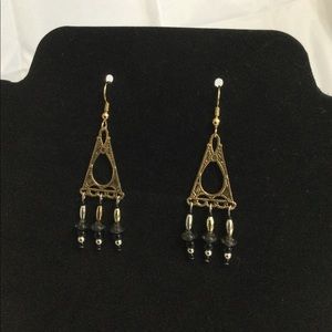 Vintage Gold & Black Wire Dangles